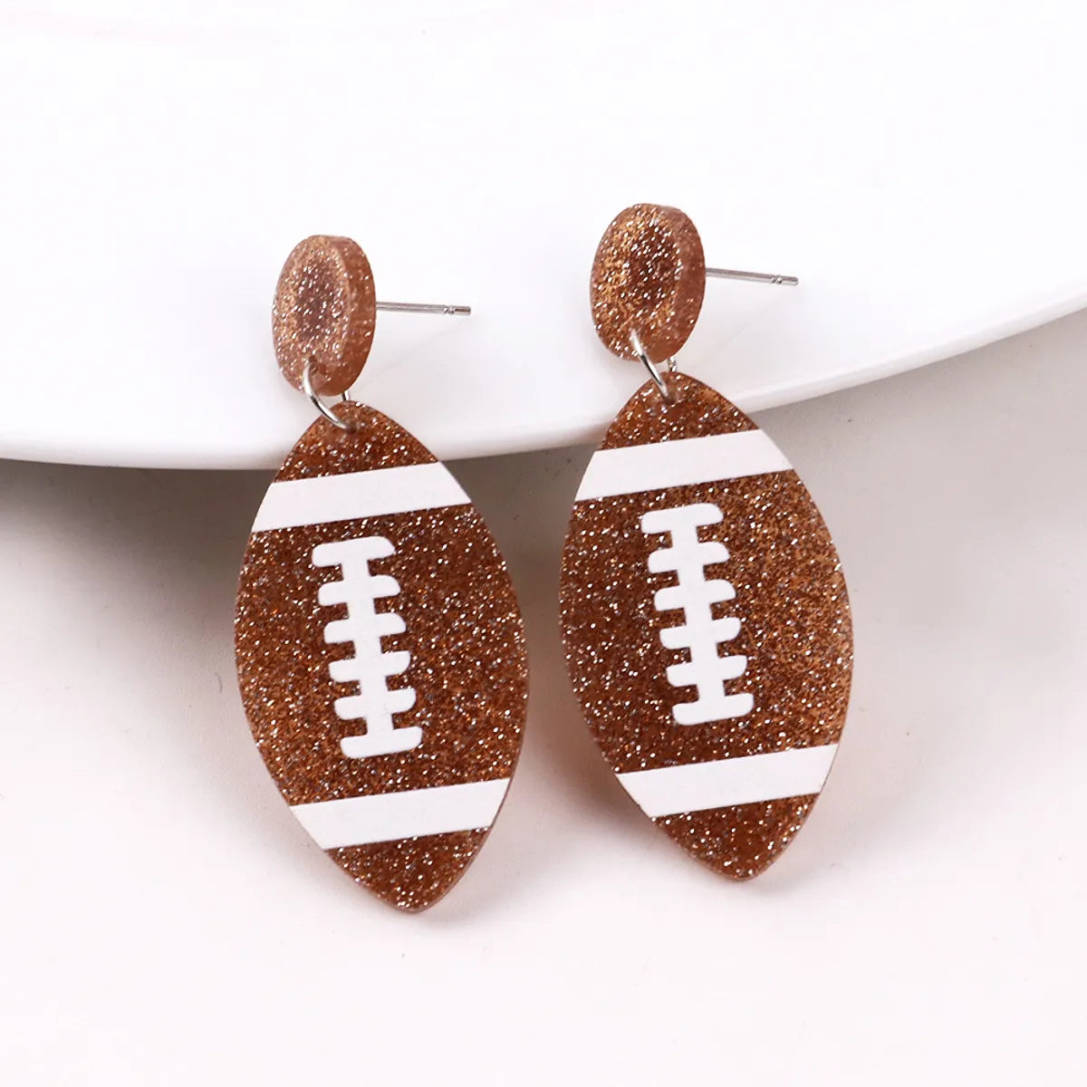 1 Pair Simple Style Football Patchwork Arylic Drop Earrings