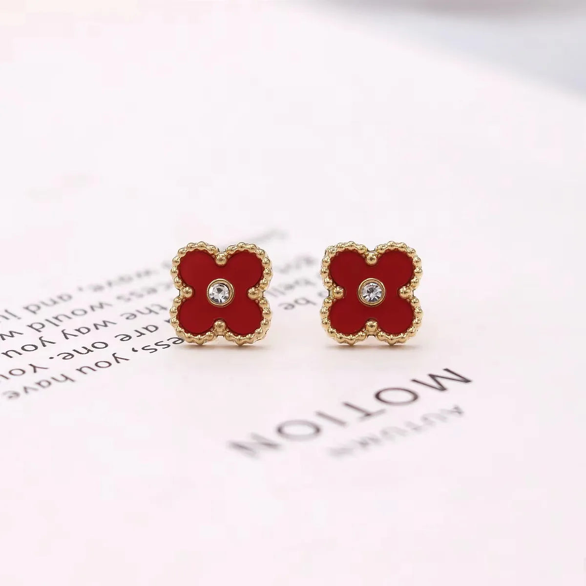 1 Pair Simple Style Four Leaf Clover Inlay Stainless Steel Zircon Ear Studs