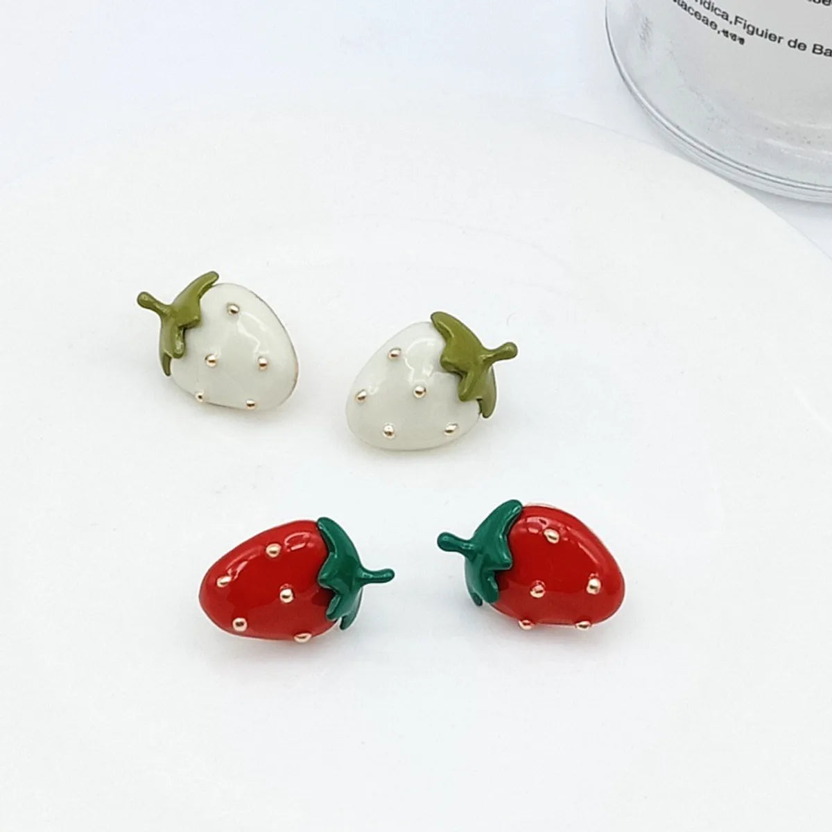 1 Pair Simple Style Fruit Alloy Enamel Women'S Ear Studs