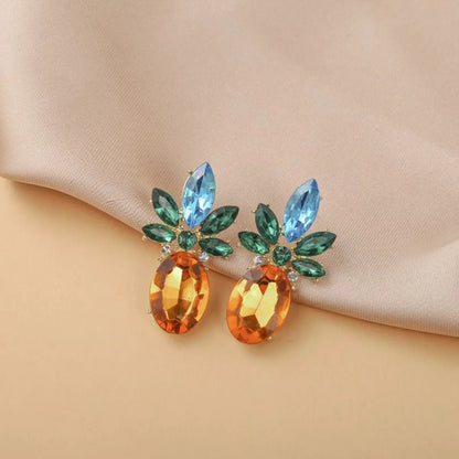 1 Pair Simple Style Fruit Inlay Rhinestone Crystal Ear Studs