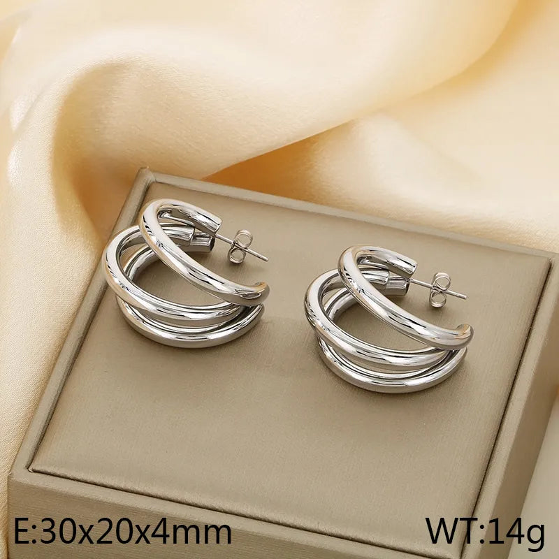 1 Pair Simple Style Geometric 304 Stainless Steel 18K Gold Plated Ear Studs