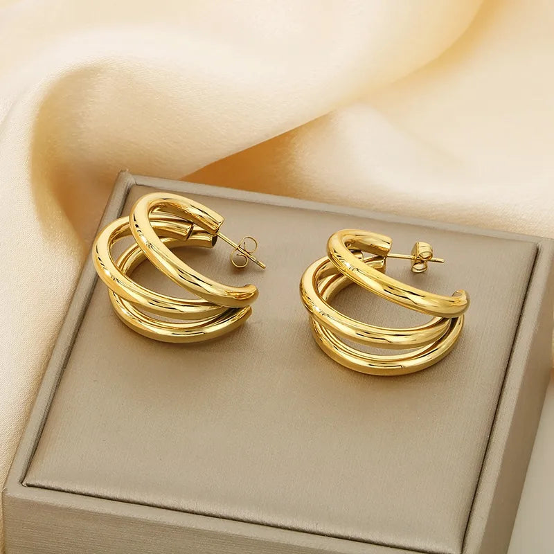 1 Pair Simple Style Geometric 304 Stainless Steel 18K Gold Plated Ear Studs