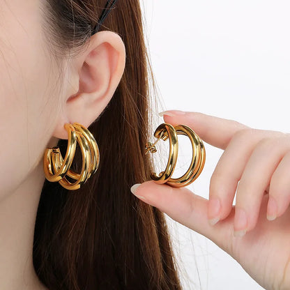 1 Pair Simple Style Geometric 304 Stainless Steel 18K Gold Plated Ear Studs