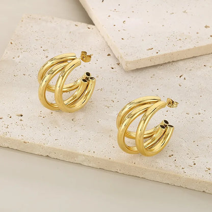 1 Pair Simple Style Geometric 304 Stainless Steel 18K Gold Plated Ear Studs