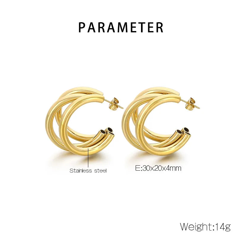 1 Pair Simple Style Geometric 304 Stainless Steel 18K Gold Plated Ear Studs