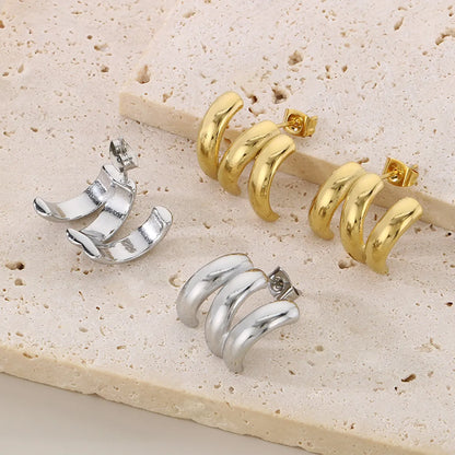 1 Pair Simple Style Geometric 304 Stainless Steel 18K Gold Plated Ear Studs