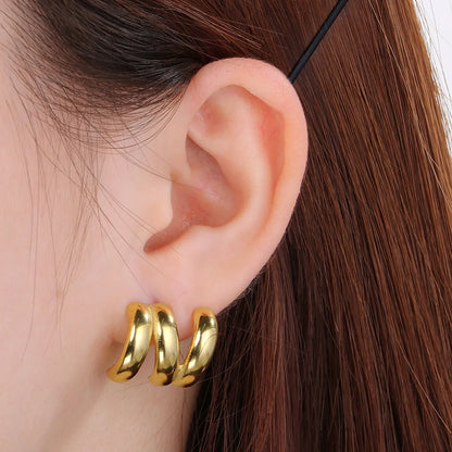 1 Pair Simple Style Geometric 304 Stainless Steel 18K Gold Plated Ear Studs