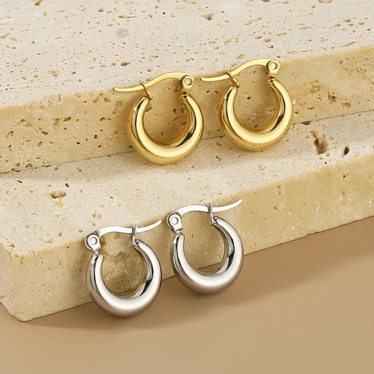 1 Pair Simple Style Geometric 304 Stainless Steel 18K Gold Plated Earrings Ear Studs