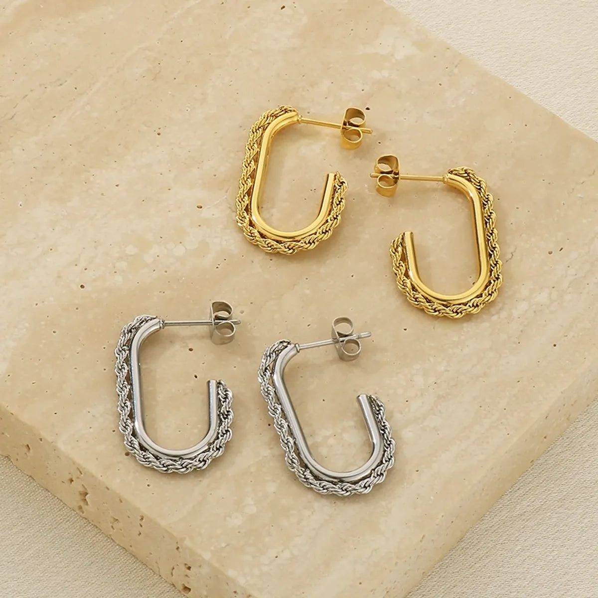 1 Pair Simple Style Geometric 304 Stainless Steel 18K Gold Plated Earrings