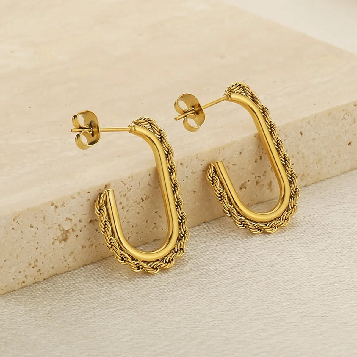 1 Pair Simple Style Geometric 304 Stainless Steel 18K Gold Plated Earrings