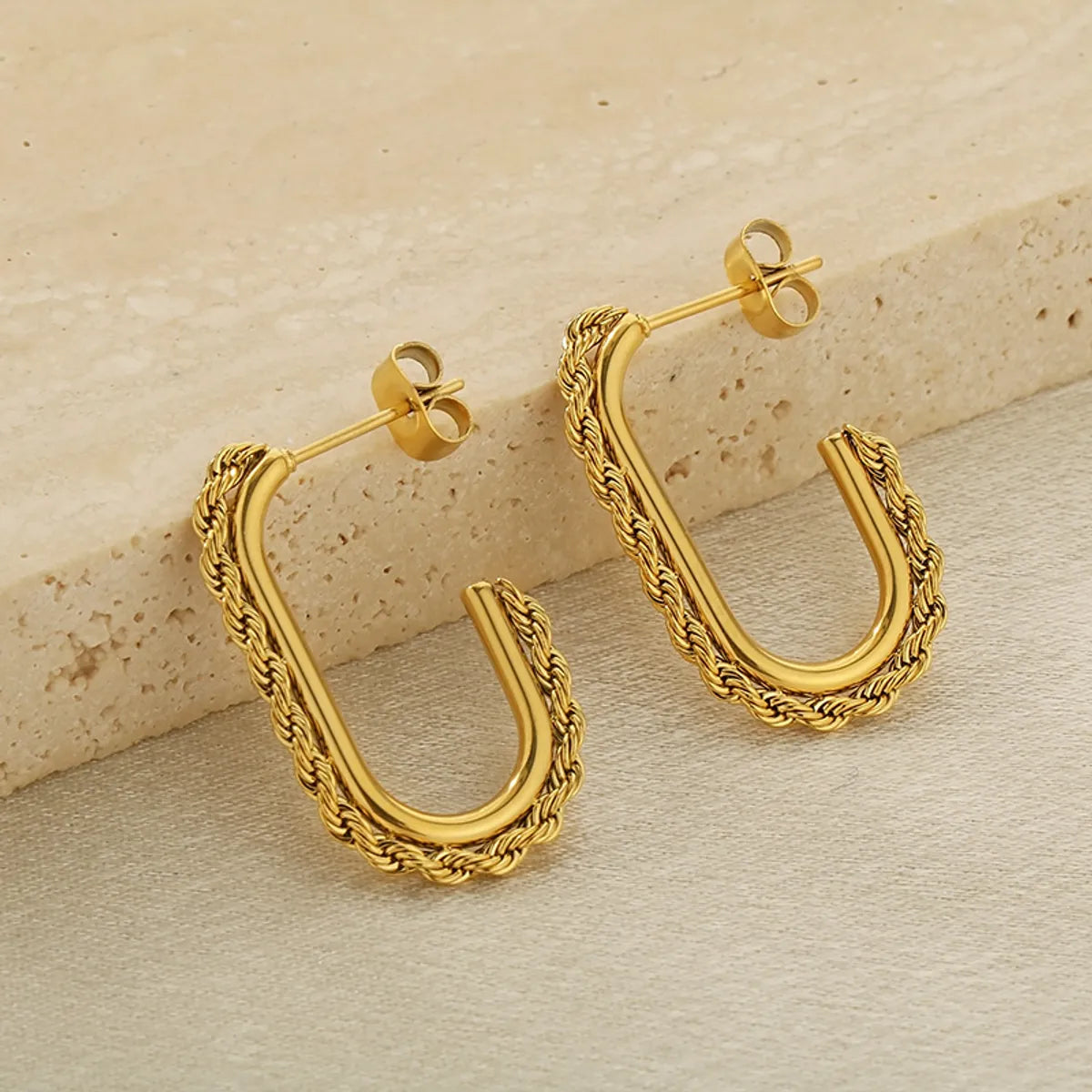 1 Pair Simple Style Geometric 304 Stainless Steel 18K Gold Plated Earrings