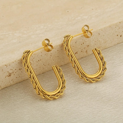 1 Pair Simple Style Geometric 304 Stainless Steel 18K Gold Plated Earrings