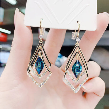 1 Pair Simple Style Geometric Alloy Plating Inlay Crystal Women'S Drop Earrings