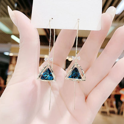 1 Pair Simple Style Geometric Alloy Plating Inlay Crystal Women'S Drop Earrings