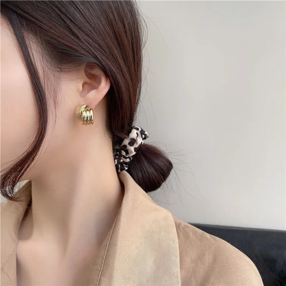 1 Pair Simple Style Geometric Alloy Plating Pleated Women'S Earrings