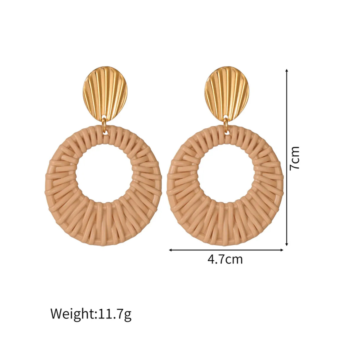 1 Pair Simple Style Geometric Circle Braid 304 Stainless Steel 18K Gold Plated Drop Earrings