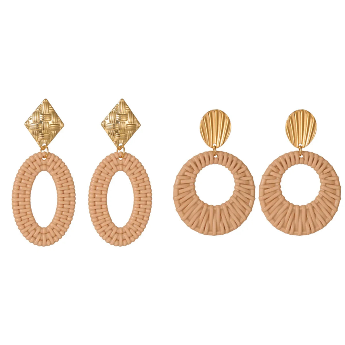 1 Pair Simple Style Geometric Circle Braid 304 Stainless Steel 18K Gold Plated Drop Earrings