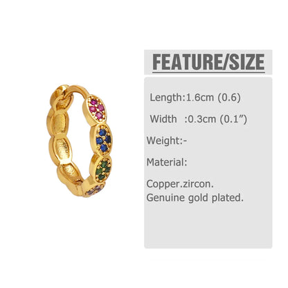 1 Pair Simple Style Geometric Colorful Plating Inlay Copper Zircon 18k Gold Plated Hoop Earrings