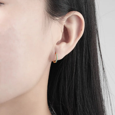 1 Pair Simple Style Geometric Copper Inlay Turquoise Hoop Earrings