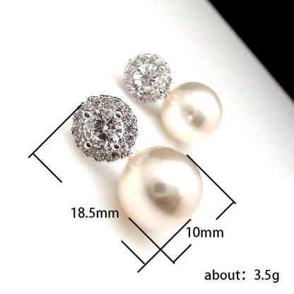 1 Pair Simple Style Geometric Copper Inlay Zircon Ear Studs