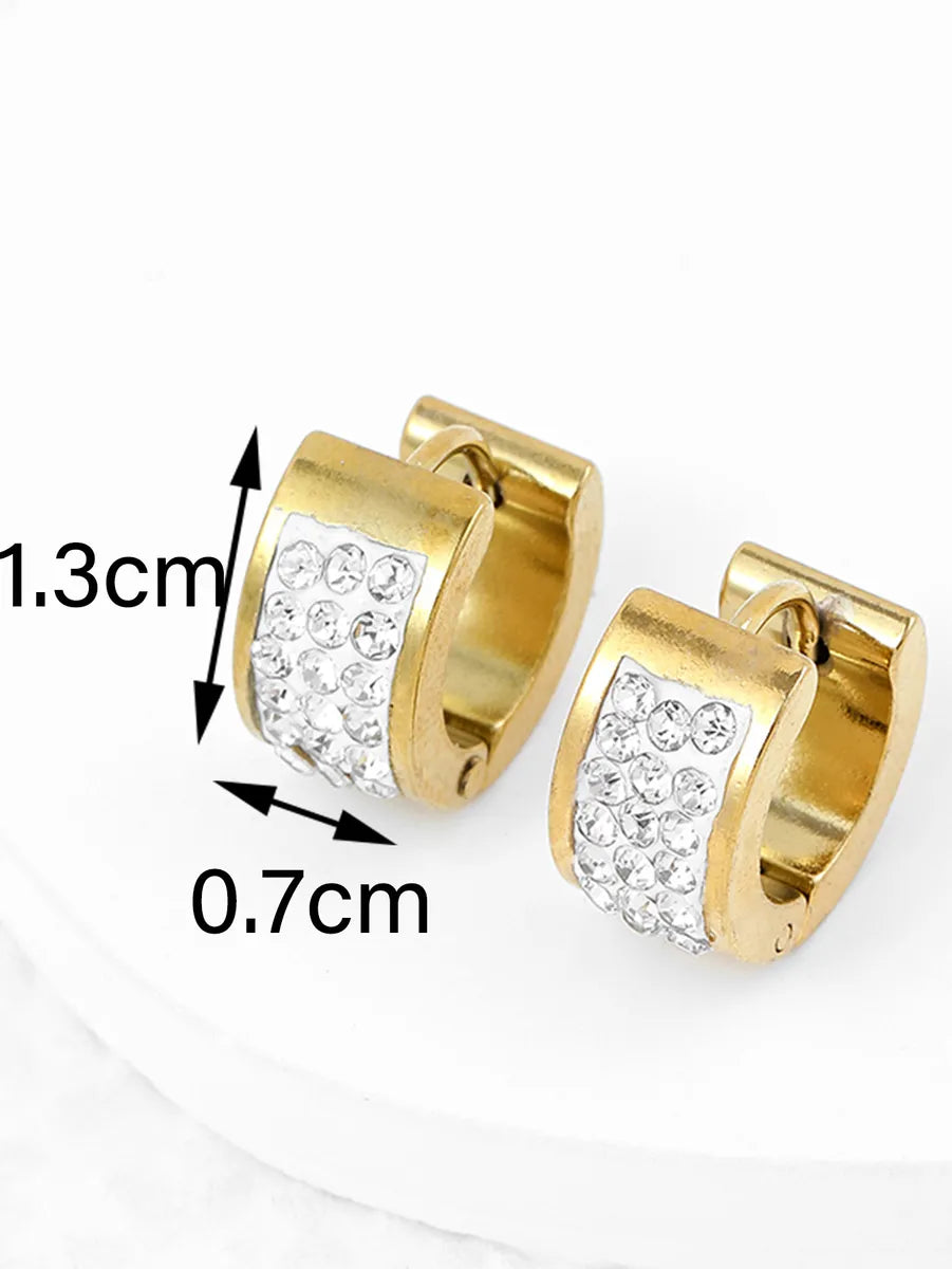 1 Pair Simple Style Geometric Cross Heart Shape Plating 304 Stainless Steel Zircon Earrings