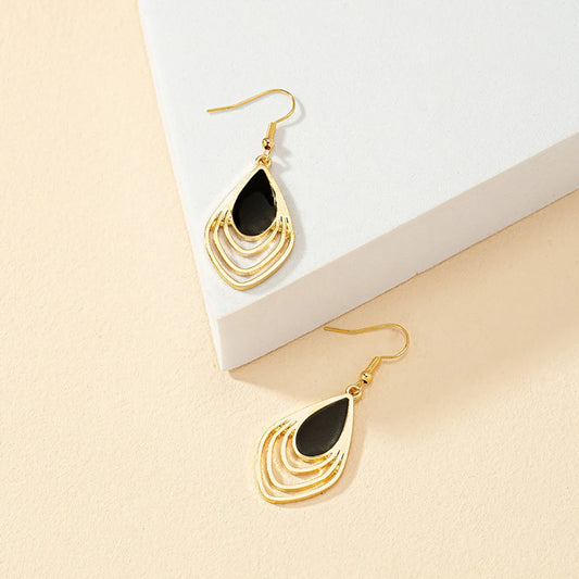 1 Pair Simple Style Geometric Enamel Plating Alloy Gold Plated Ear Hook