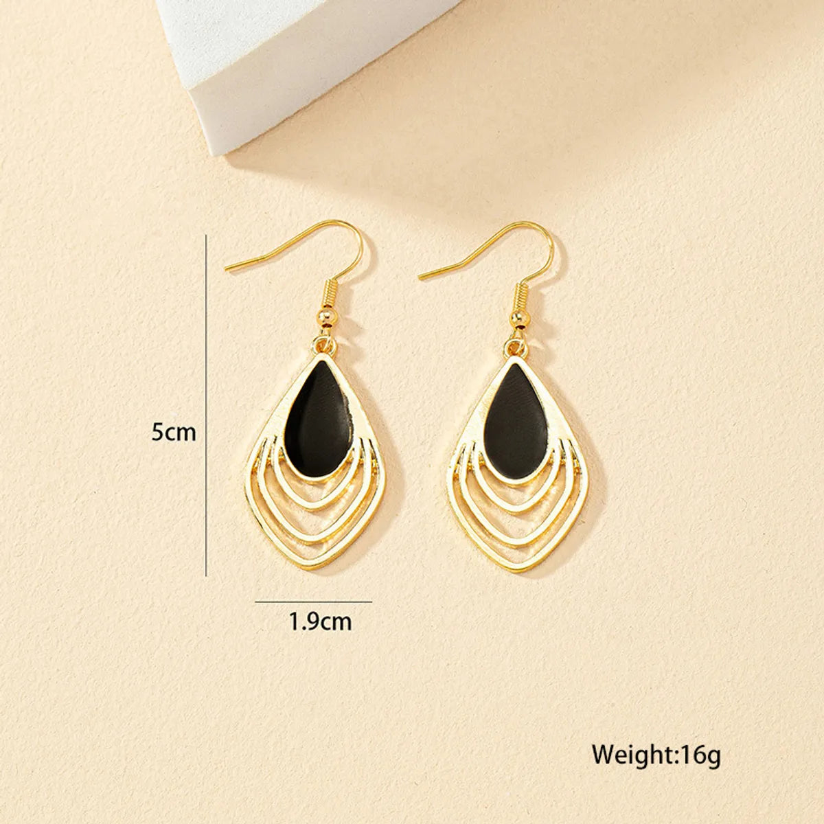 1 Pair Simple Style Geometric Enamel Plating Alloy Gold Plated Ear Hook