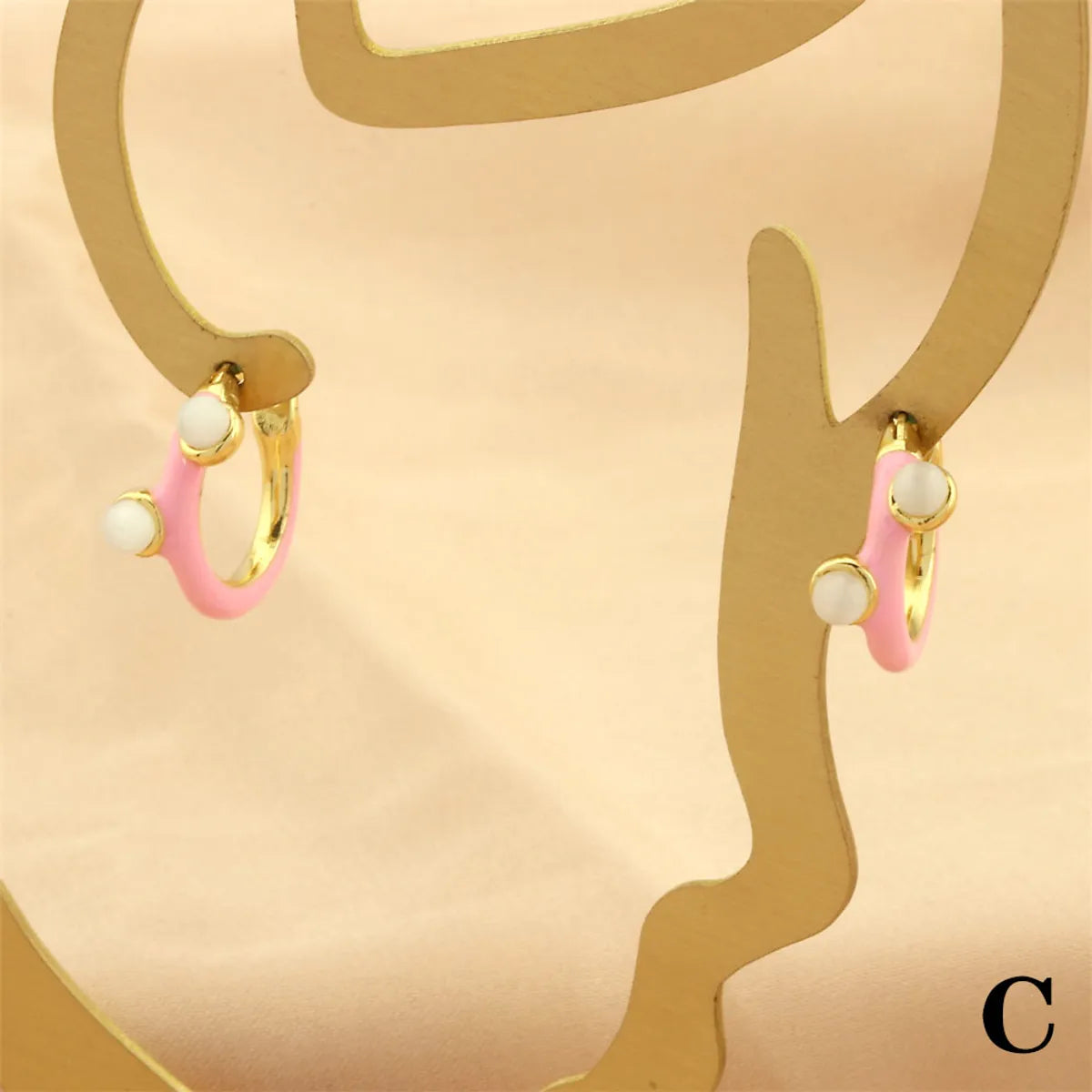 1 Pair Simple Style Geometric Enamel Plating Inlay Copper Opal 18k Gold Plated Hoop Earrings