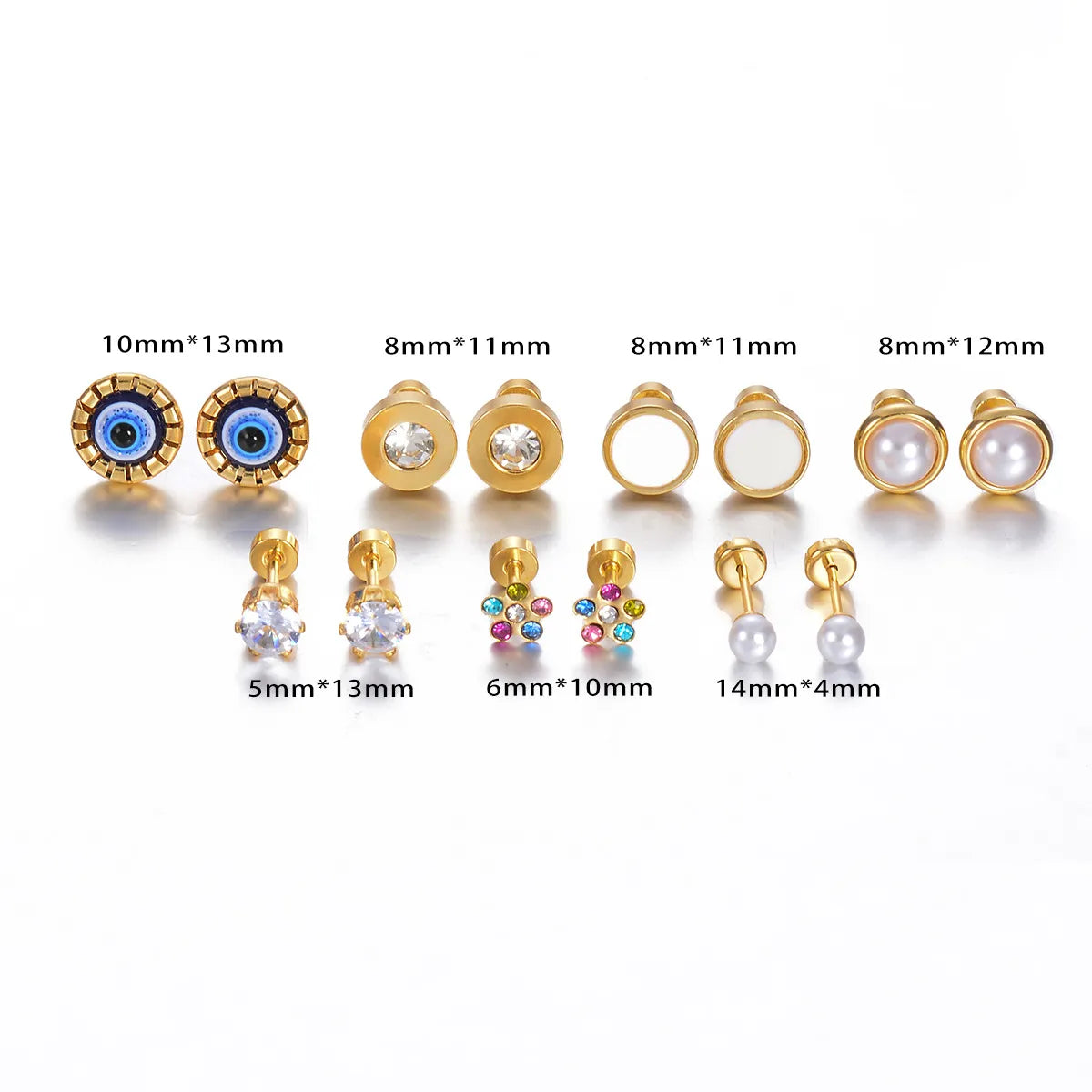 1 Pair Simple Style Geometric Eye Enamel Stainless Steel Ear Studs