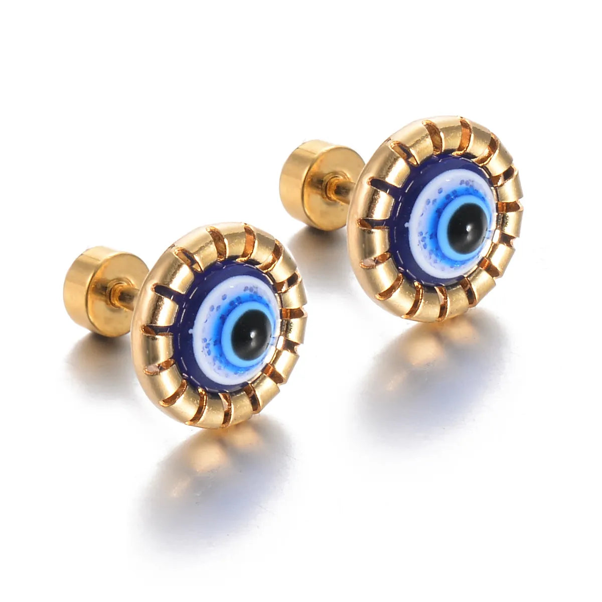 1 Pair Simple Style Geometric Eye Enamel Stainless Steel Ear Studs