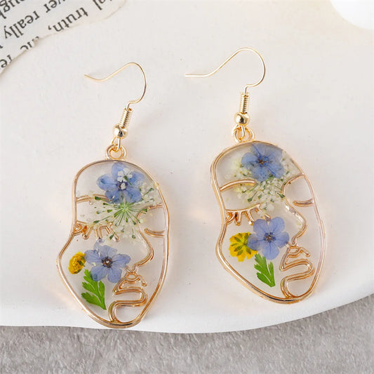 1 Pair Simple Style Geometric Flower Epoxy Plating Zinc Alloy Drop Earrings