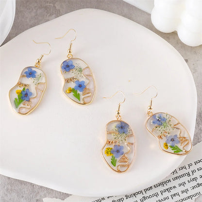 1 Pair Simple Style Geometric Flower Epoxy Plating Zinc Alloy Drop Earrings