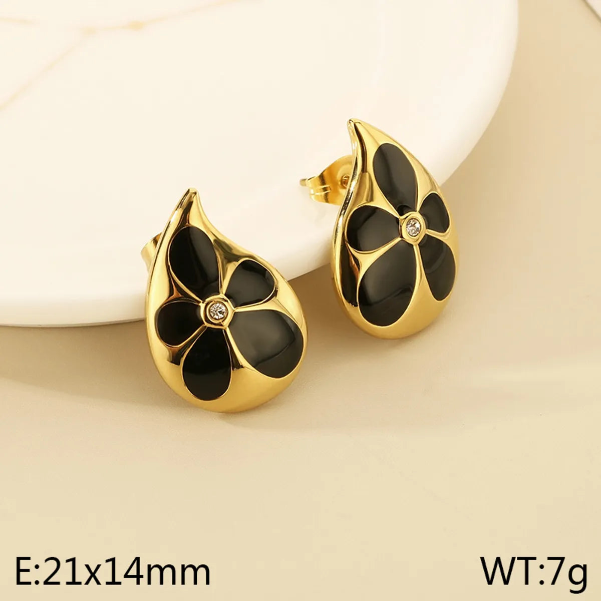 1 Pair Simple Style Geometric Flower Inlay 304 Stainless Steel Resin 18K Gold Plated Ear Studs