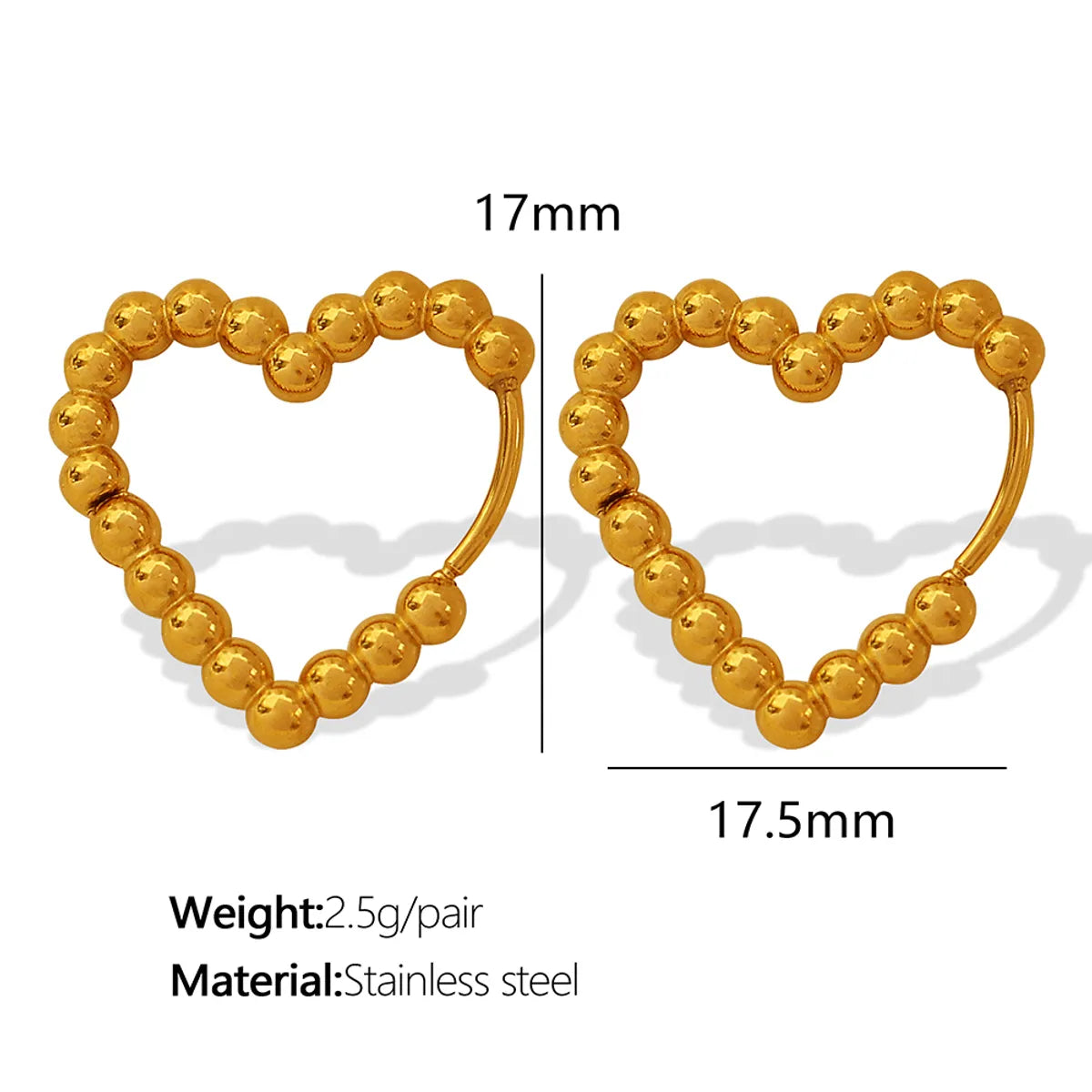 1 Pair Simple Style Geometric Heart Shape Hollow Out Titanium Steel 18K Gold Plated Earrings