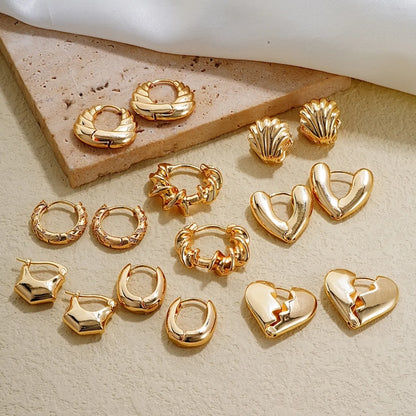 1 Pair Simple Style Geometric Heart Shape Plating Copper Ear Studs