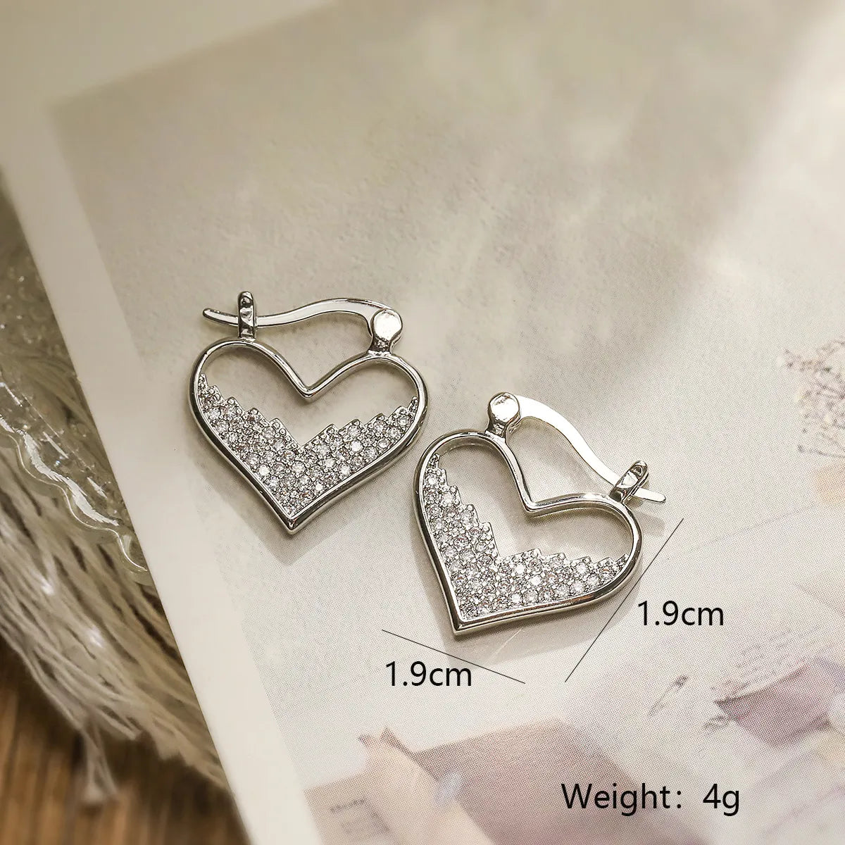 1 Pair Simple Style Geometric Heart Shape Plating Inlay Copper Zircon 18k Gold Plated Hoop Earrings