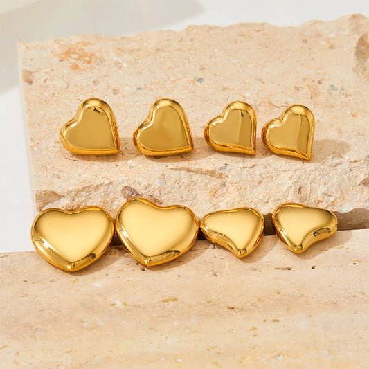 1 Pair Simple Style Geometric Heart Shape Plating Stainless Steel Ear Studs