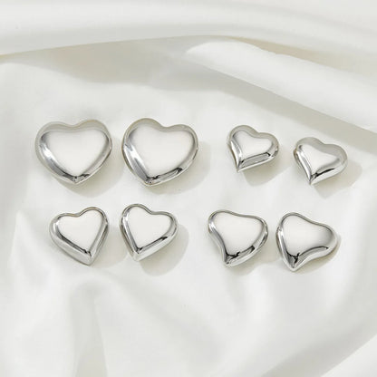 1 Pair Simple Style Geometric Heart Shape Plating Stainless Steel Ear Studs