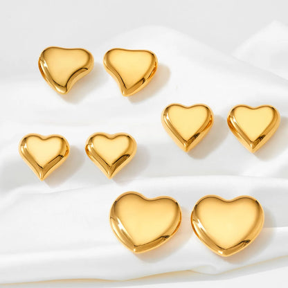 1 Pair Simple Style Geometric Heart Shape Plating Stainless Steel Ear Studs