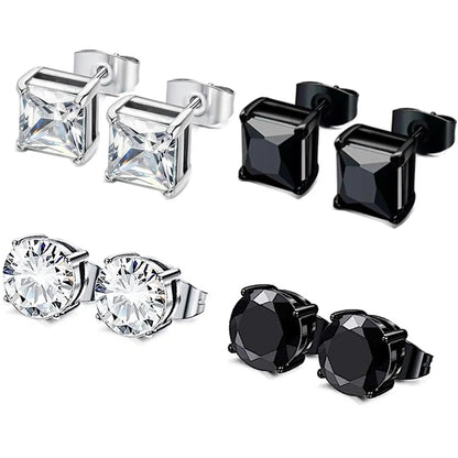 1 Pair Simple Style Geometric Inlay 304 Stainless Steel Zircon Ear Studs