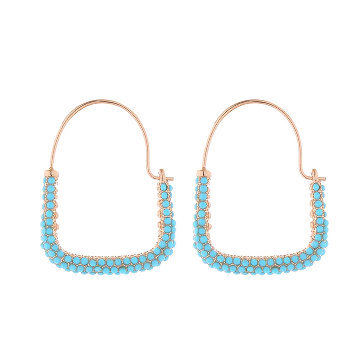 1 Pair Simple Style Geometric Inlay Alloy Resin Hoop Earrings