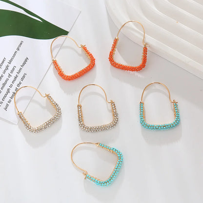 1 Pair Simple Style Geometric Inlay Alloy Resin Hoop Earrings