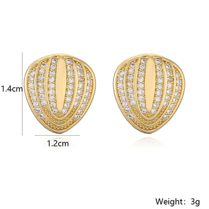 1 Pair Simple Style Geometric Inlay Copper Zircon 18K Gold Plated Ear Studs