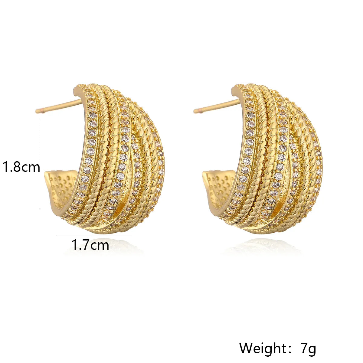 1 Pair Simple Style Geometric Inlay Copper Zircon 18K Gold Plated Ear Studs