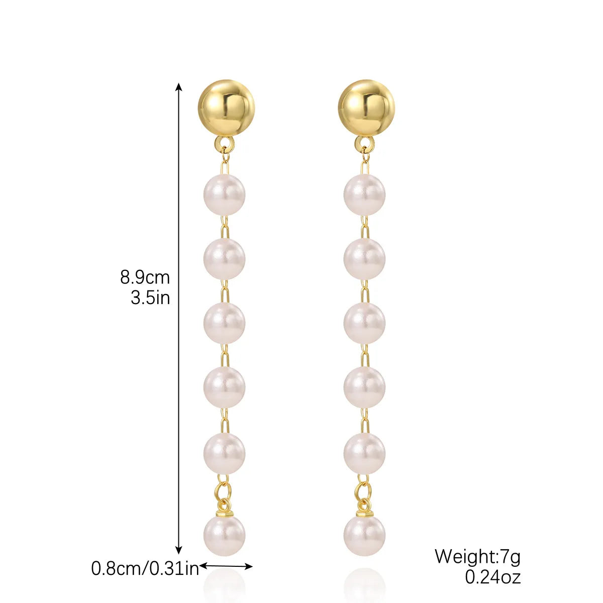 1 Pair Simple Style Geometric Inlay Imitation Pearl Rhinestones Drop Earrings