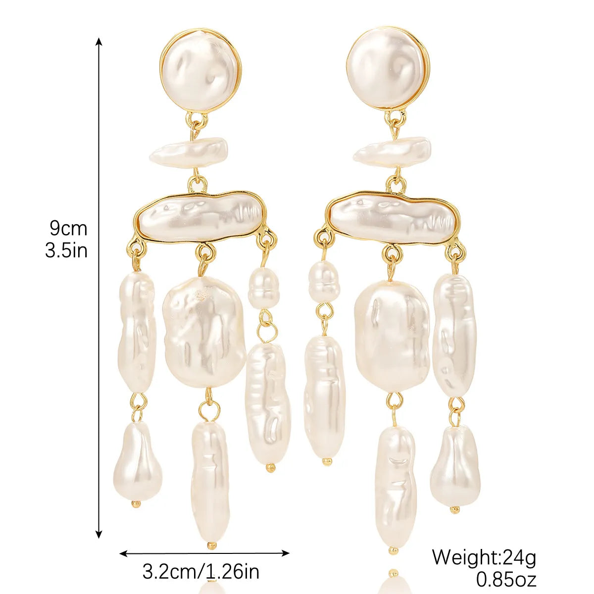 1 Pair Simple Style Geometric Inlay Imitation Pearl Rhinestones Drop Earrings