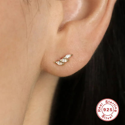 1 Pair Simple Style Geometric Inlay Sterling Silver Zircon Ear Studs