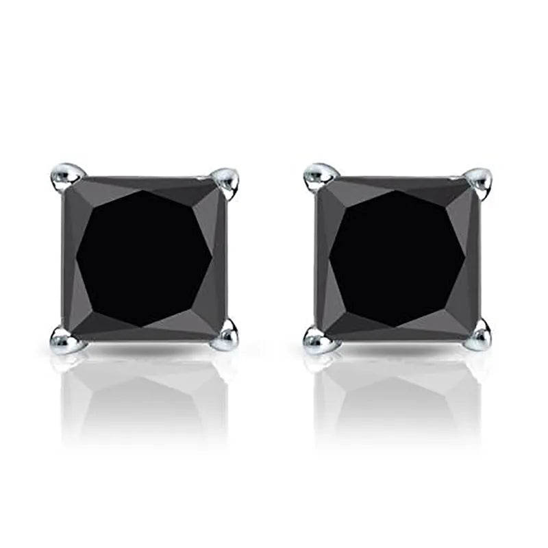 1 Pair Simple Style Geometric Inlay Sterling Silver Zircon Silver Plated Ear Studs