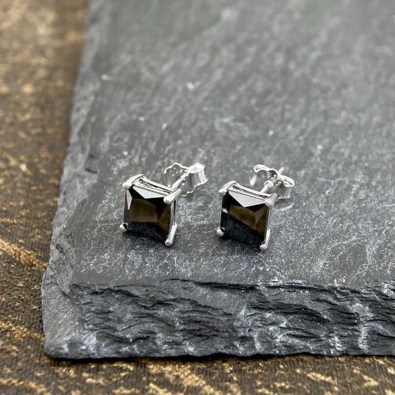 1 Pair Simple Style Geometric Inlay Sterling Silver Zircon Silver Plated Ear Studs