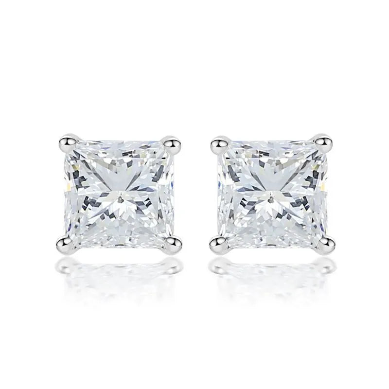 1 Pair Simple Style Geometric Inlay Sterling Silver Zircon Silver Plated Ear Studs